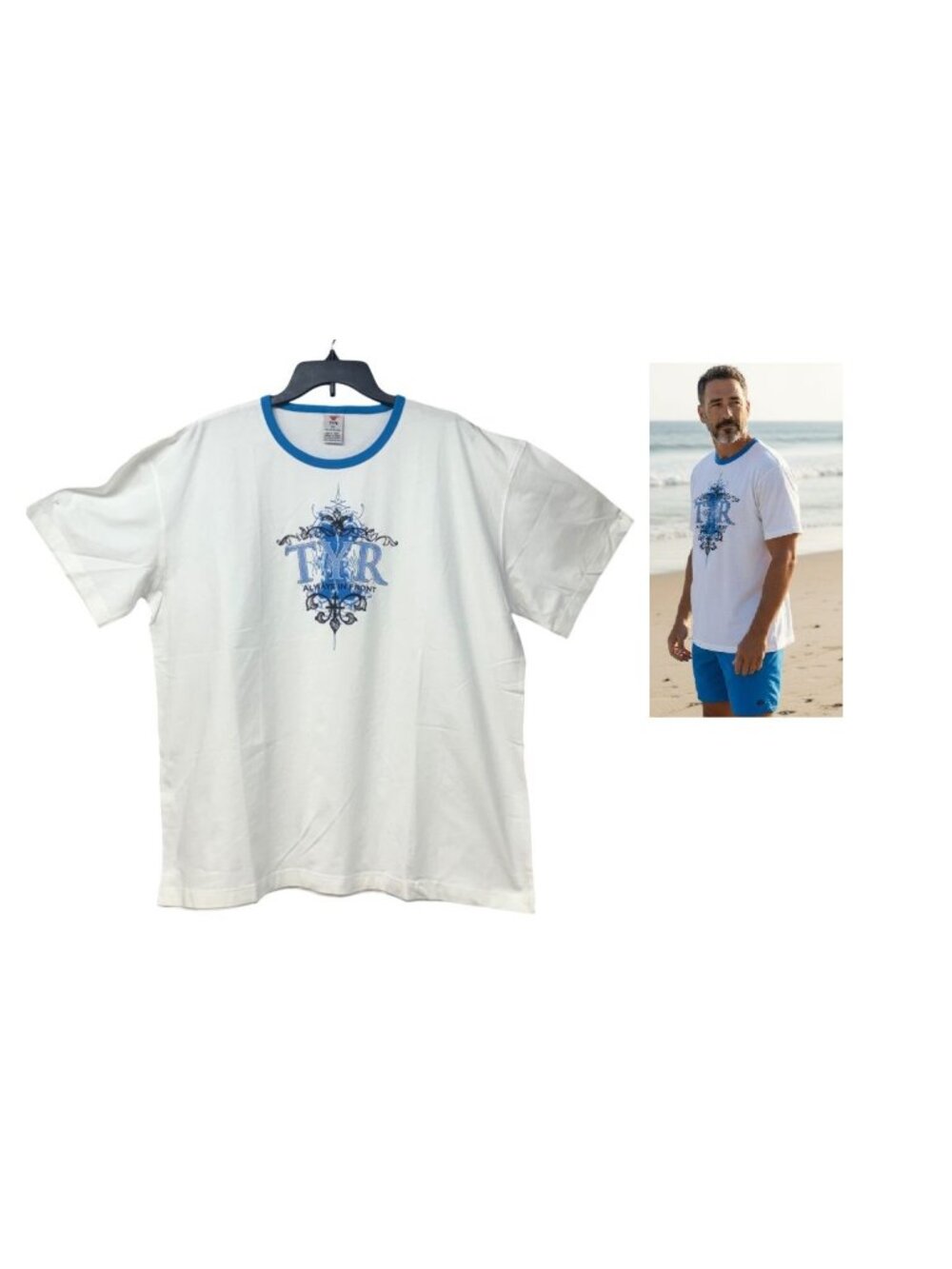 TYR Men’s “Always in Front” Graphic Tee, White, XXL
